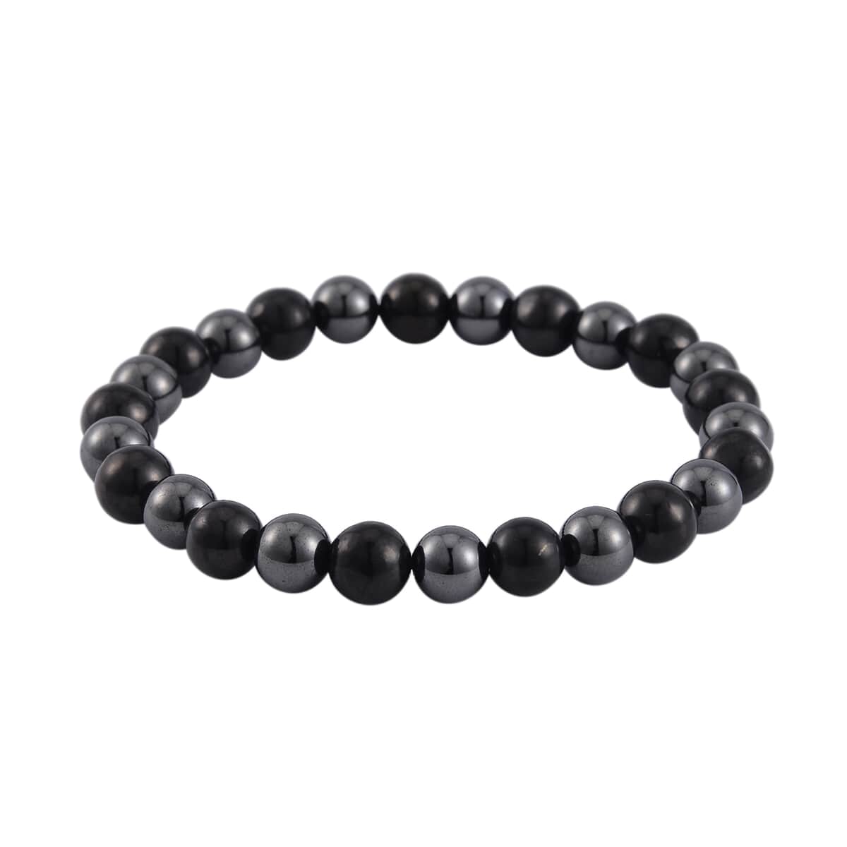 Shungite and Magnetic Hematite Stretch Bracelet 84.00 ctw image number 0