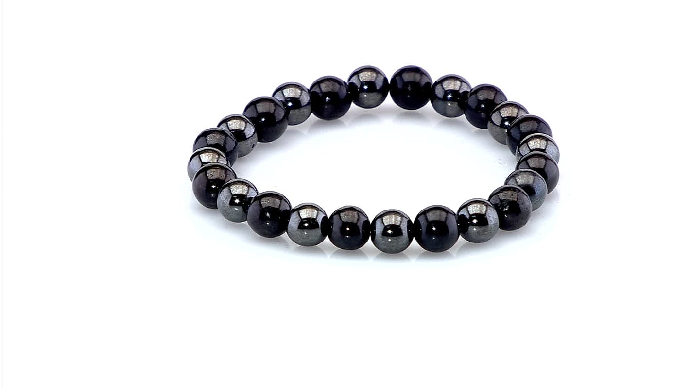 Shungite and Magnetic Hematite 84.00 ctw Stretch Bracelet