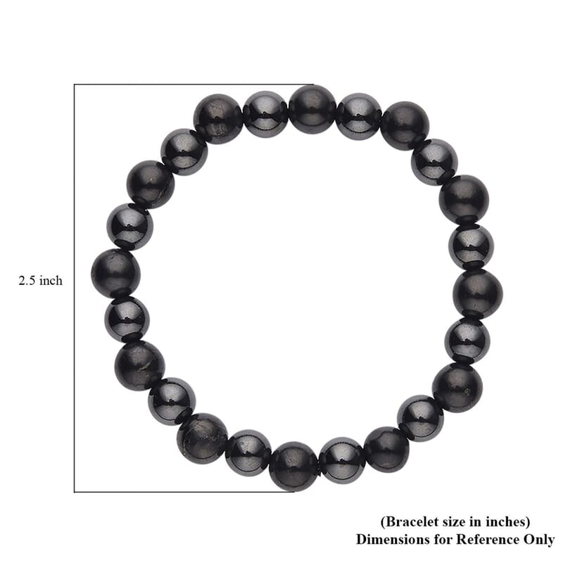 Shungite and Magnetic Hematite 84.00 ctw Stretch Bracelet