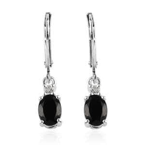 Australian Black Tourmaline Lever Back Earrings in Sterling Silver, Topaz Earrings, Silver Jewelry Gifts For Women 1.35 ctw