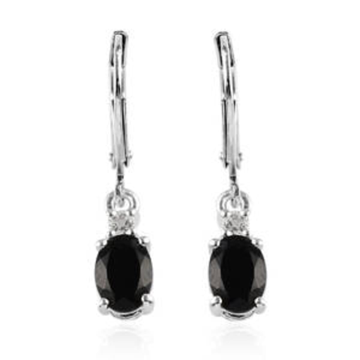 Australian Black Tourmaline Lever Back Earrings in Sterling Silver, Topaz Earrings, Silver Jewelry Gifts For Women 1.35 ctw image number 0