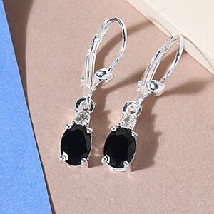 D'Joy Australian Black Tourmaline Lever Back Earrings in Sterling Silver, Topaz Earrings, Silver Jewelry Gifts For Women 1.35 ctw