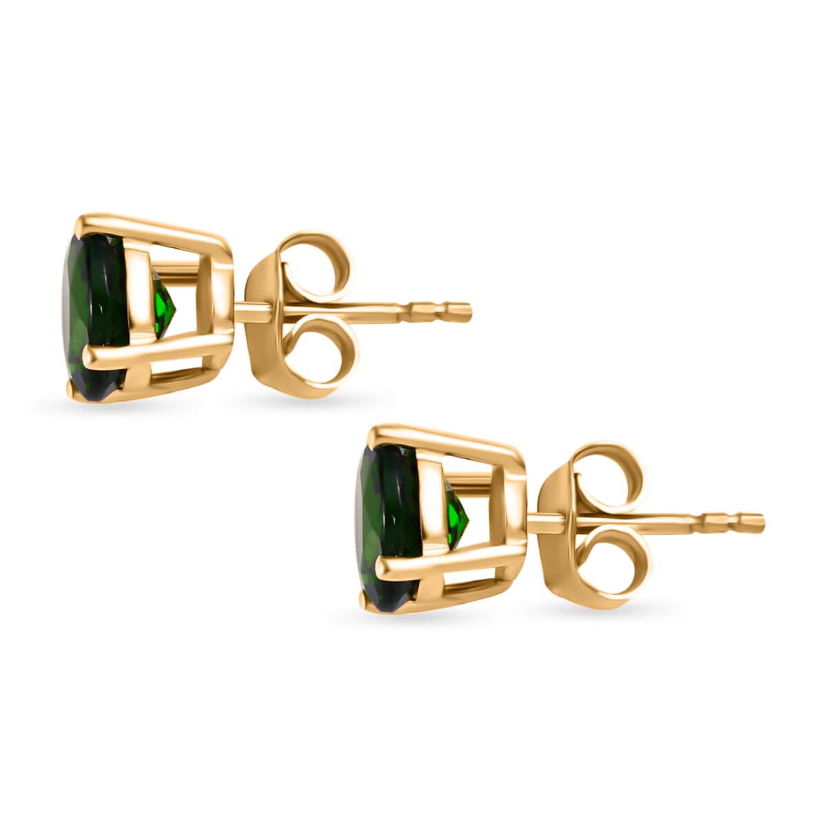 Premium Chrome Diopside Stud Earrings in 14K Yellow Gold, Gold Solitaire Studs, Gold Earrings, Birthday Gifts For Her 2.85 ctw image number 3