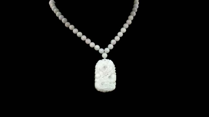 427 ctw Natural Jade Carved Dragon Beads Necklace 18 Inch with Sterling Silver Magnetic Clasp