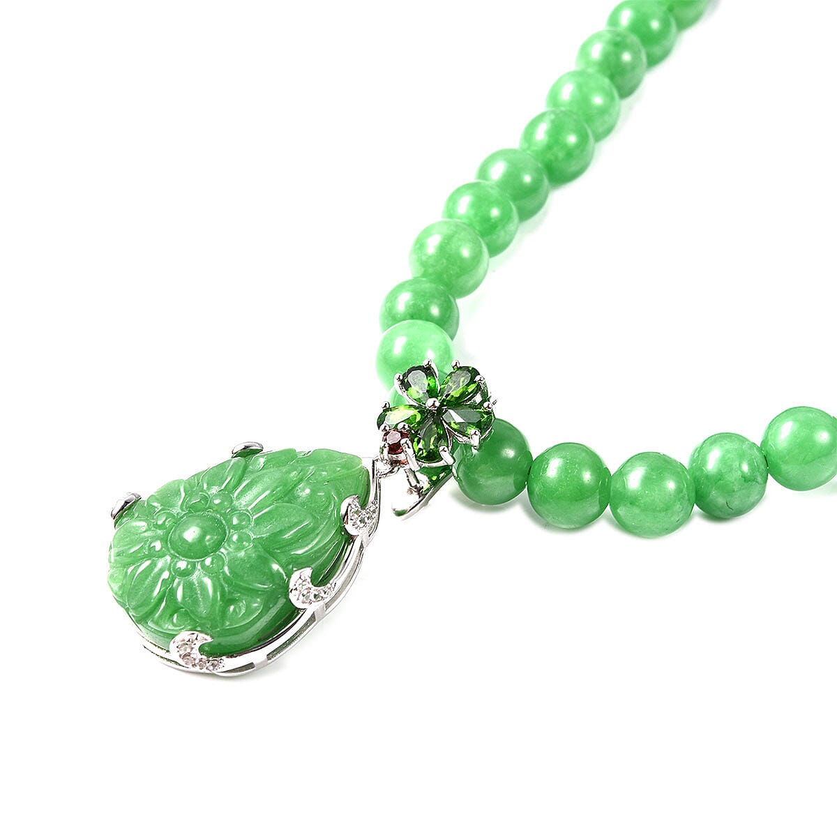 285.67 ctw Green Jade and Multi Gemstone Set of 2 Interchangeable Pendants with Necklace 18 Inch in Black Rhodium and Sterling Silver image number 5