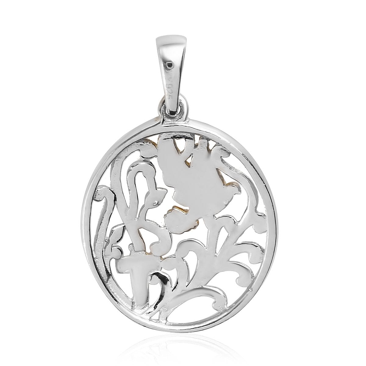 14K YG and Platinum Over Sterling Silver Religious Pendant 2 Grams