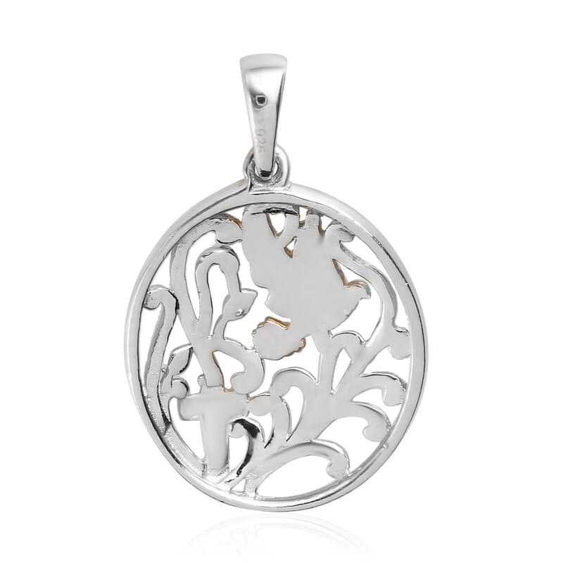 14K YG and Platinum Over Sterling Silver Religious Pendant 2 Grams