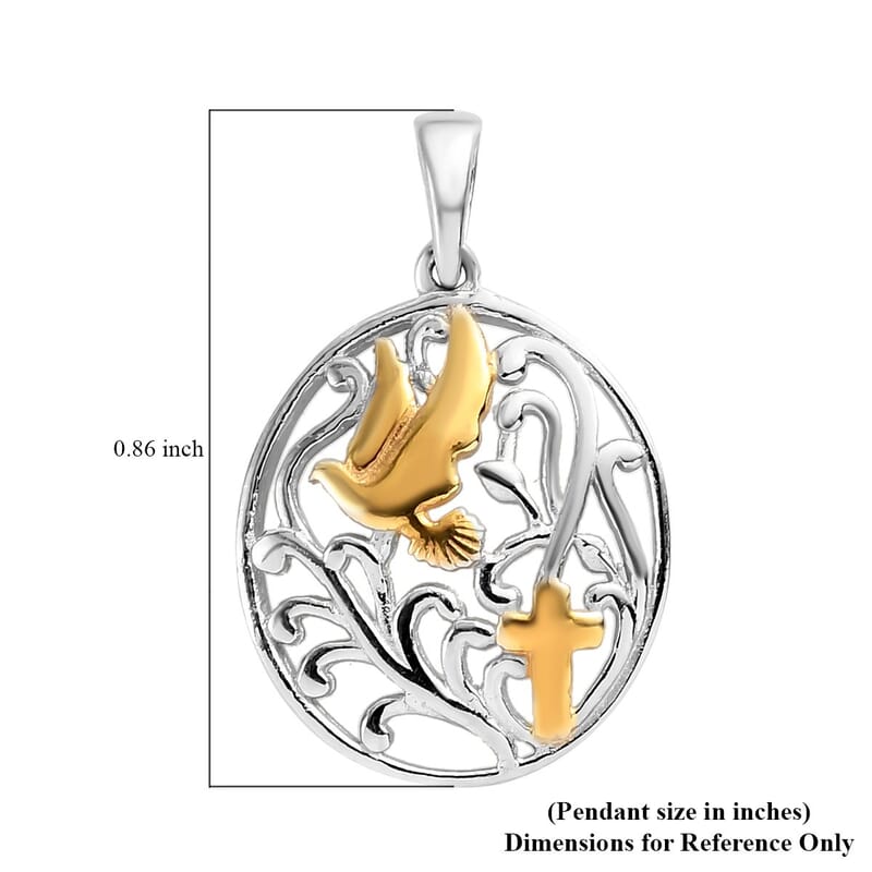 14K YG and Platinum Over Sterling Silver Religious Pendant 2 Grams