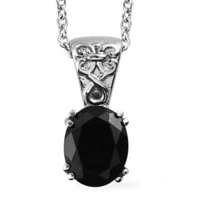 Australian Black Tourmaline Pendant Necklace in Stainless Steel, Black Solitaire Pendant For Women, Wedding Jewelry Gifts 3.00 ctw (20 Inches)