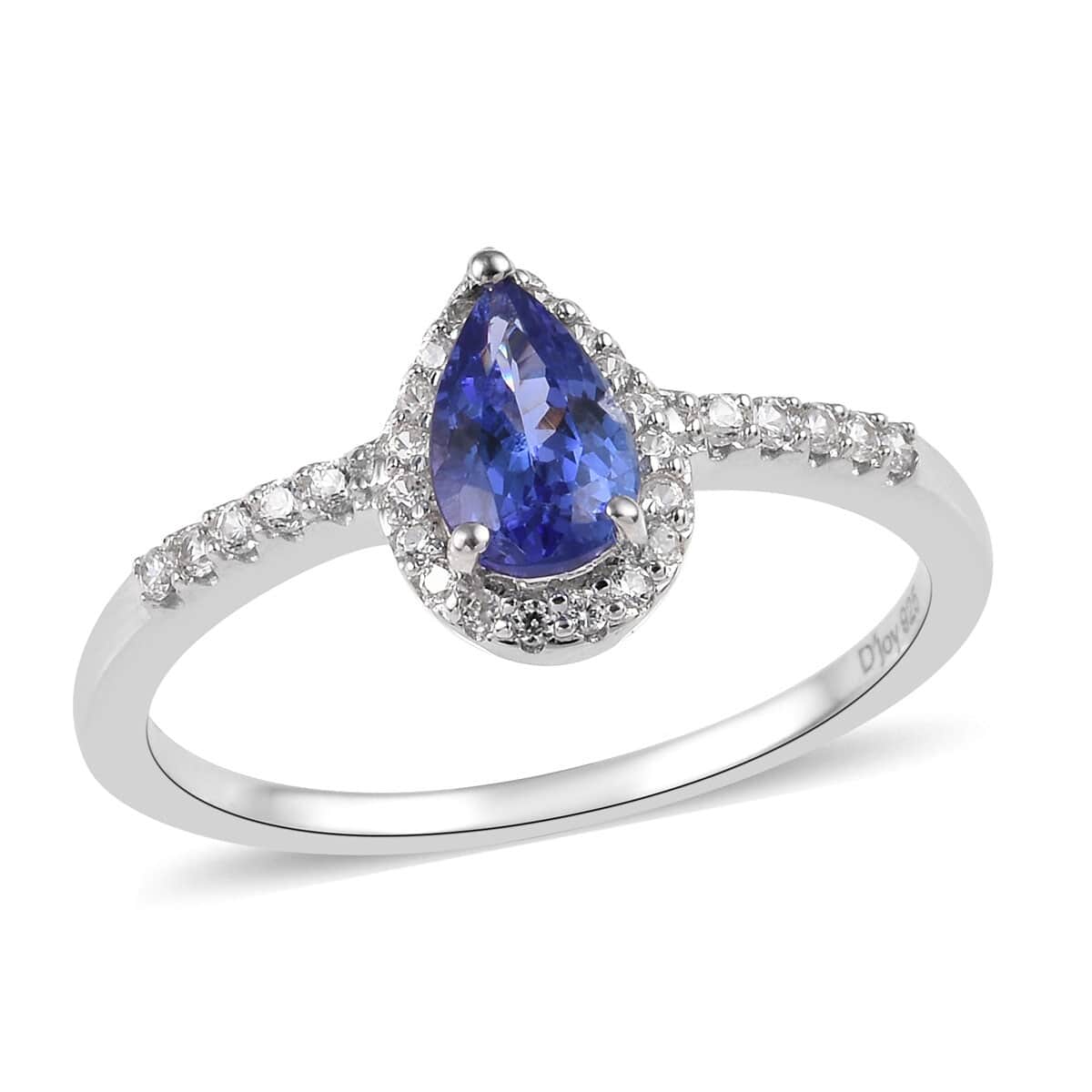 AAA Tanzanite and Natural White Zircon Ring in Platinum Over Sterling Silver (Size 7.0) 1.25 ctw  image number 0