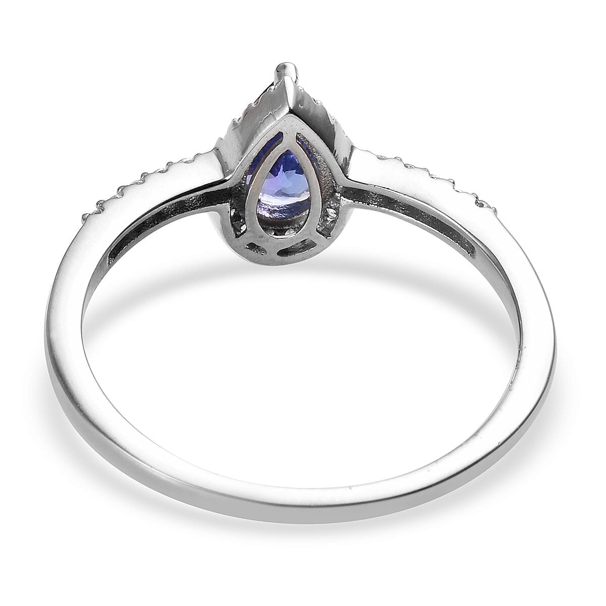 AAA Tanzanite, Natural White Zircon Ring in Platinum Over Sterling Silver (Size 8.0) 1.25 ctw image number 4