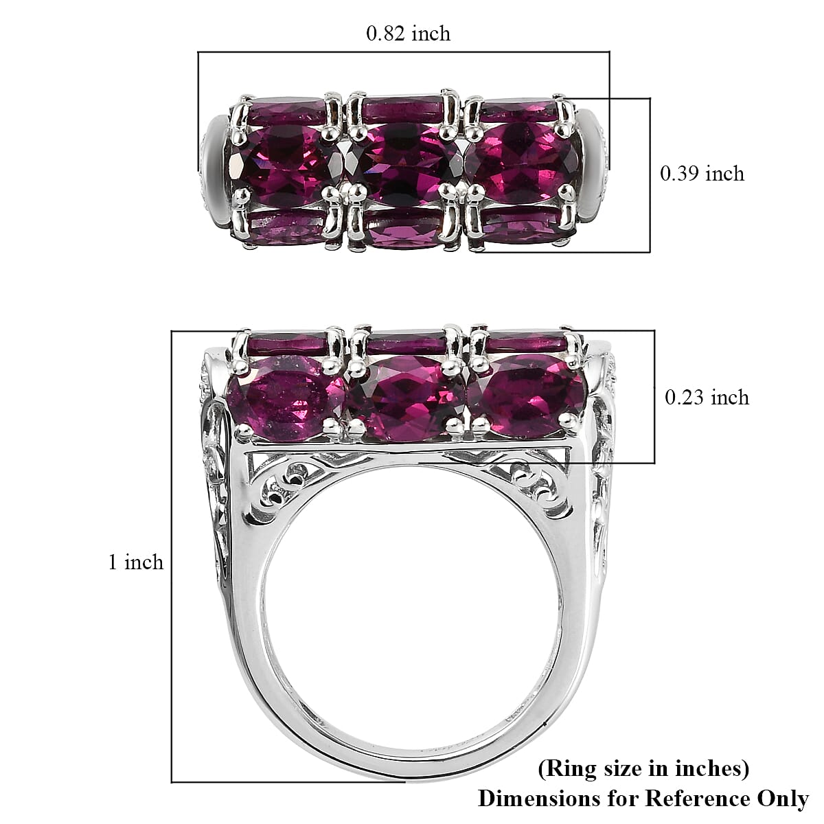 Top Rated Orissa Rhodolite Garnet and Natural White Zircon Ring in Platinum Over Sterling Silver (Size 9.0) 8.25 ctw image number 4