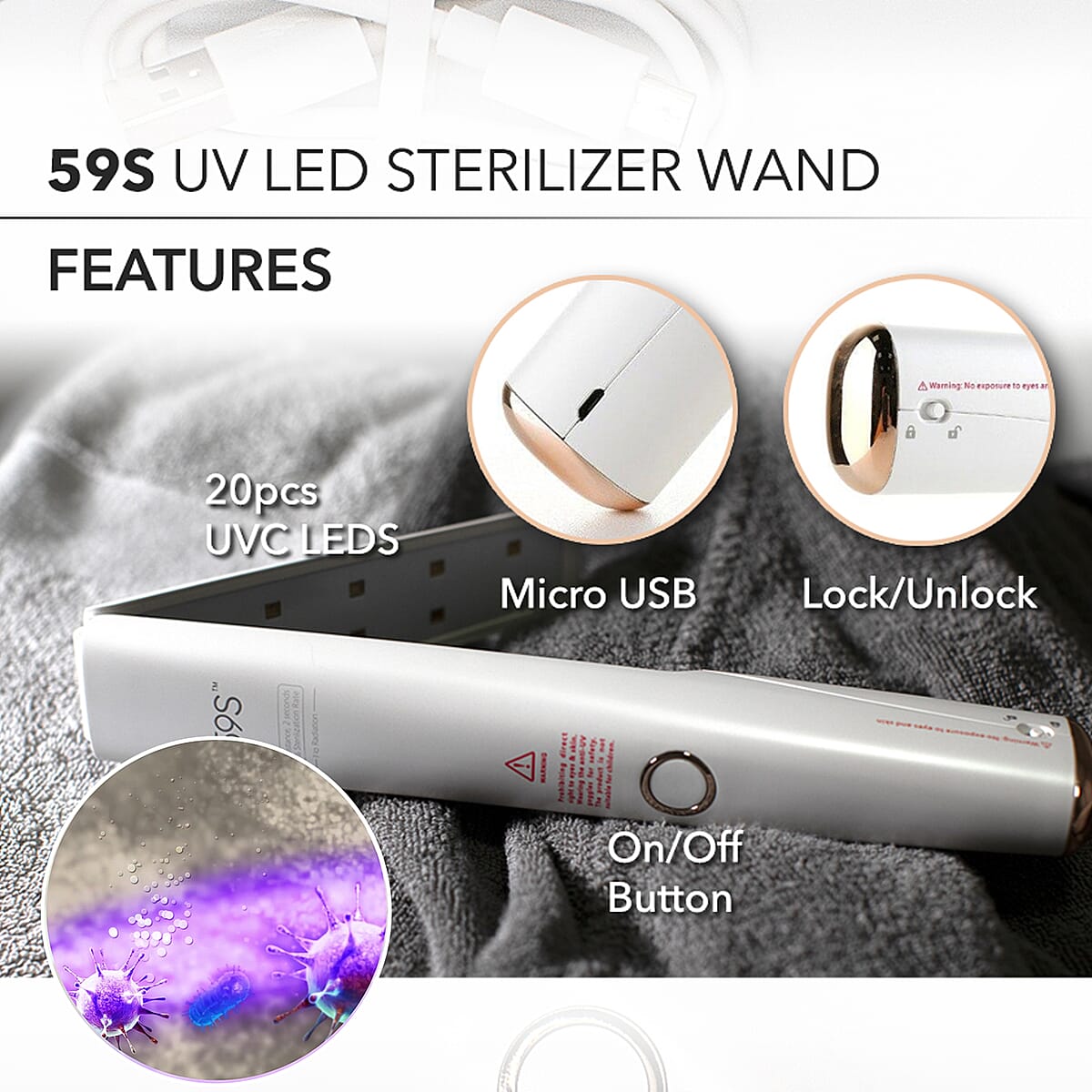 59S UVC LED Handheld Sterilizer for Travel & Hotel image number 2