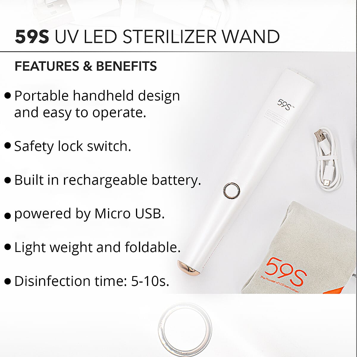 59S UVC LED Handheld Sterilizer for Travel & Hotel image number 3