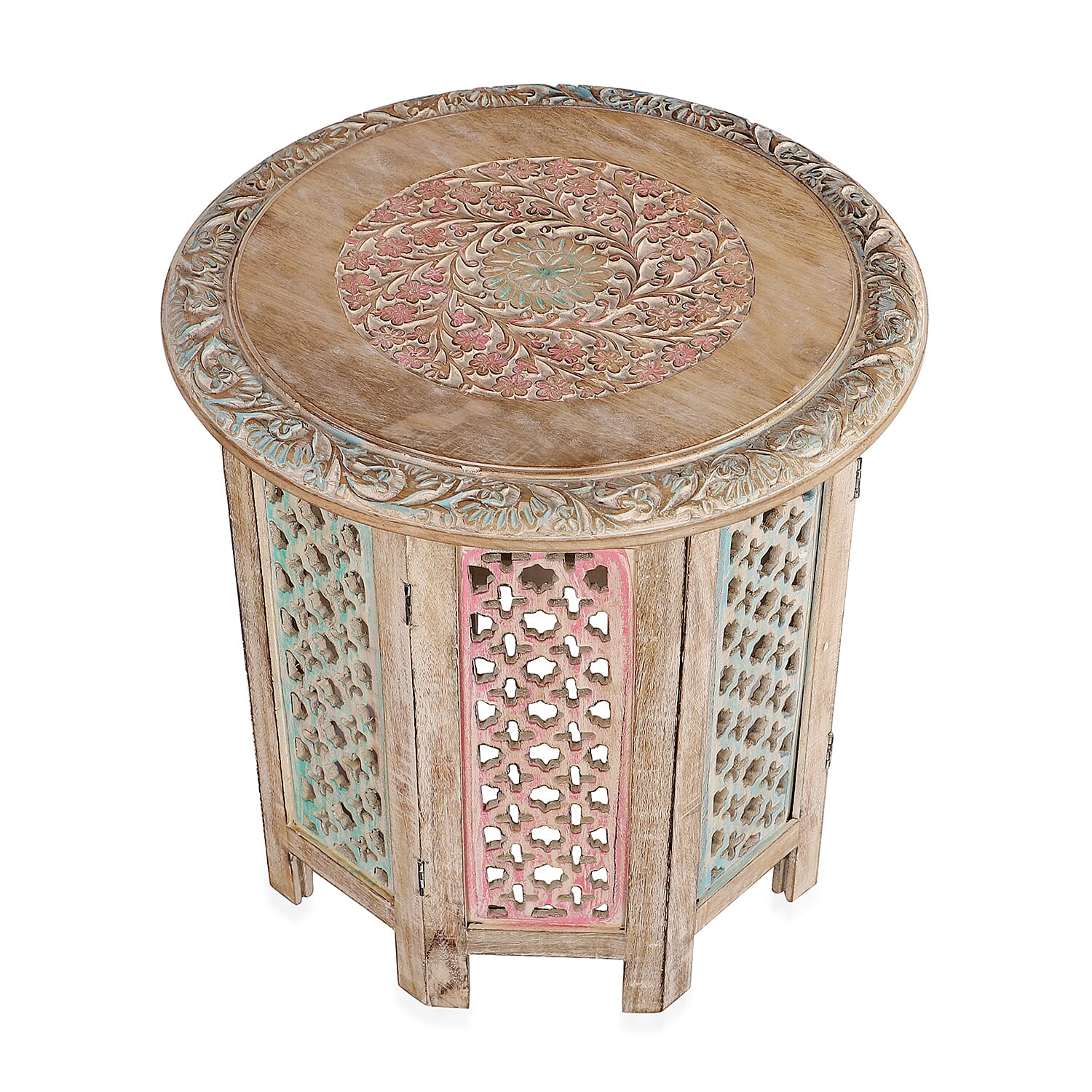 NAKKASHI Multi Color Hand Carved Wooden Table