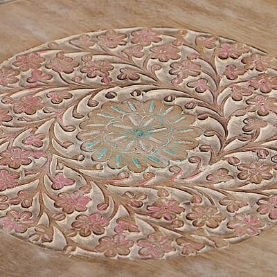 NAKKASHI Multi Color Hand Carved Wooden Table