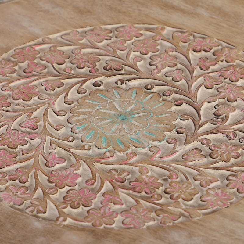 NAKKASHI Multi Color Hand Carved Wooden Table