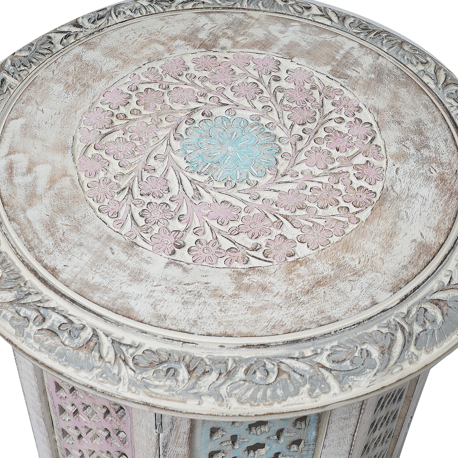 NAKKASHI Multi Color Hand Carved Wooden Table