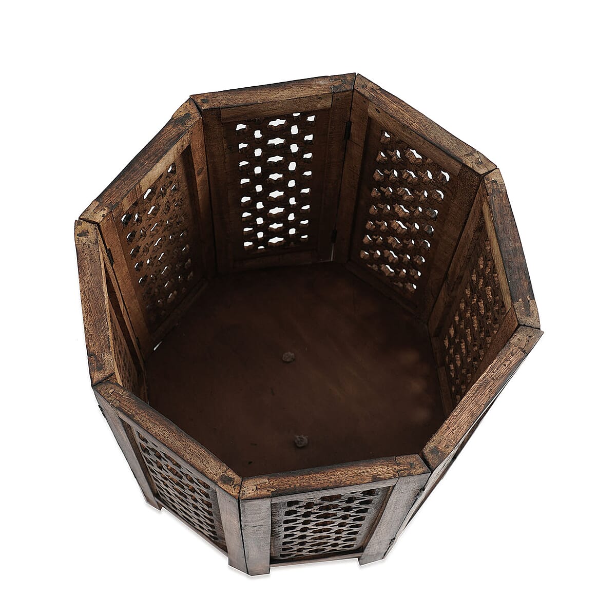 NAKKASHI Natural Brown Hand Carved Wooden Table image number 4