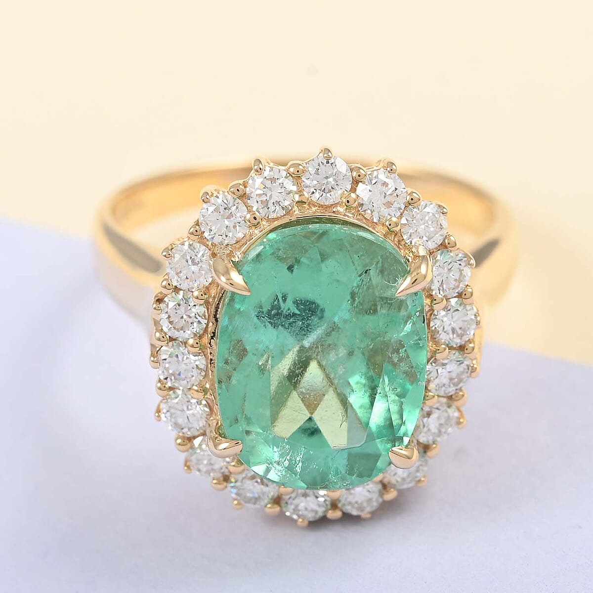 ONE OF A KIND ILIANA 18K Yellow Gold AAA Colombian Emerald and G-H SI Diamond Ring (Size 7.0) 5.65 ctw image number 1