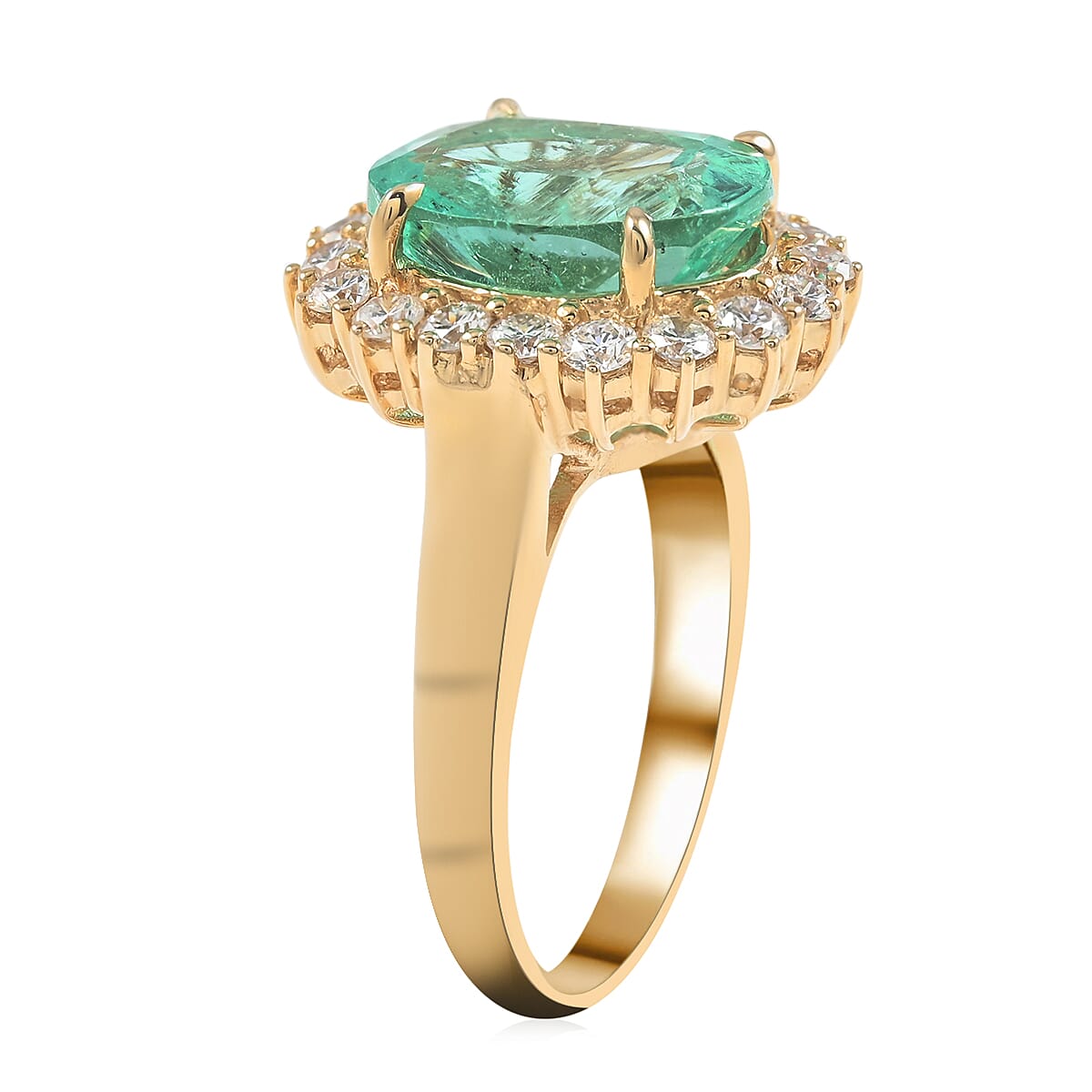 ONE OF A KIND ILIANA 18K Yellow Gold AAA Colombian Emerald and G-H SI Diamond Ring (Size 7.0) 5.65 ctw image number 3