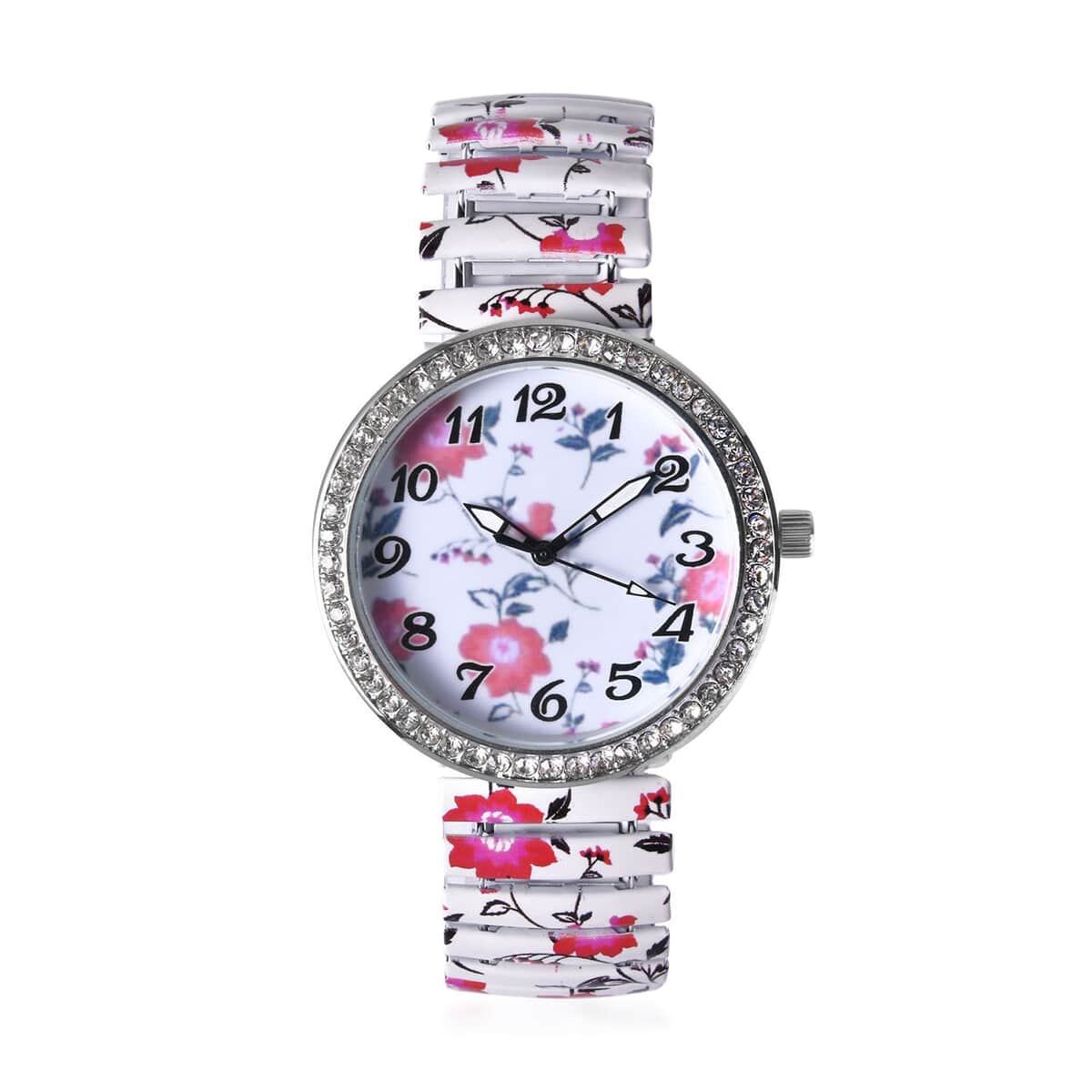 Strada Austrian Crystal Japanese Movement White, Red Flower Watch with Stainless Steel Strap (40mm) , Designer Bracelet Watch , Analog Luxury Wristwatch image number 0