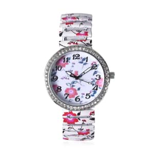 Strada Austrian Crystal Japanese Movement White, Red Flower Watch with Stainless Steel Strap (40mm) , Designer Bracelet Watch , Analog Luxury Wristwatch