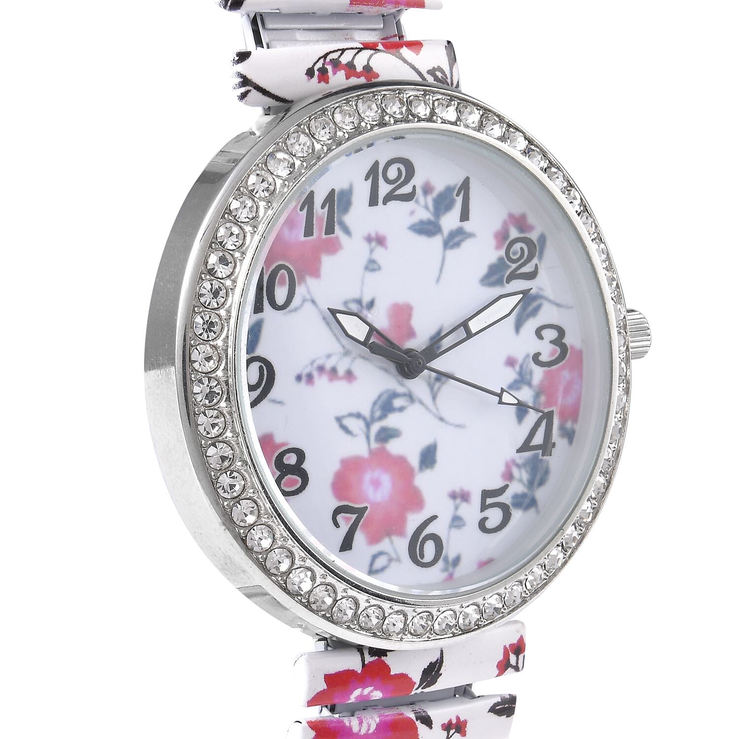 Strada Austrian Crystal Japanese Movement White, Red Flower Watch with Stainless Steel Strap (40mm) , Designer Bracelet Watch , Analog Luxury Wristwatch