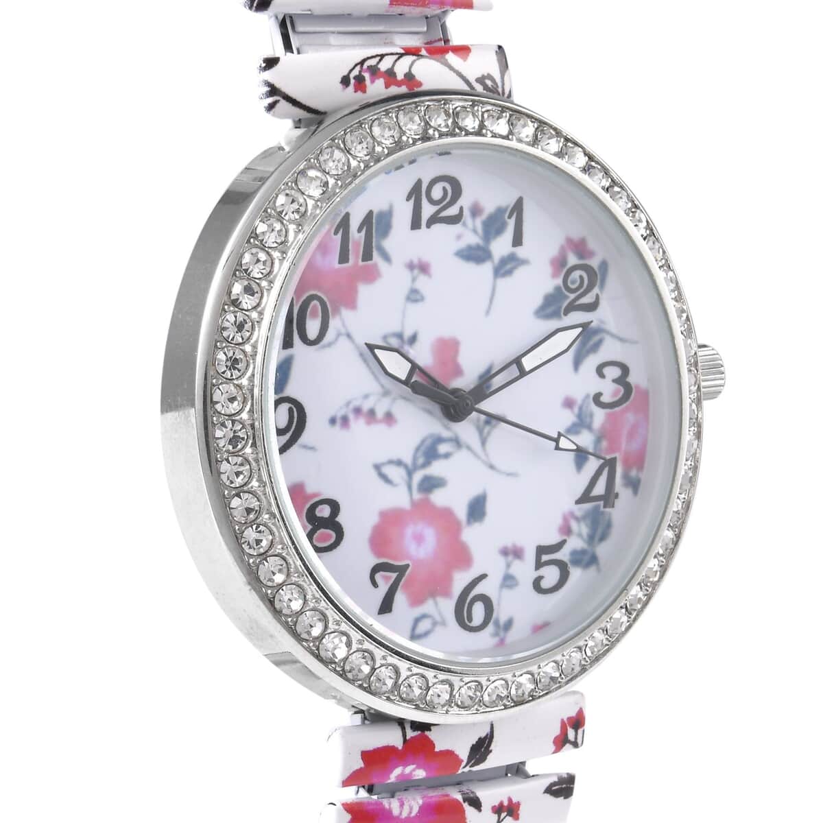 Strada Austrian Crystal Japanese Movement White, Red Flower Watch with Stainless Steel Strap (40mm) , Designer Bracelet Watch , Analog Luxury Wristwatch image number 3