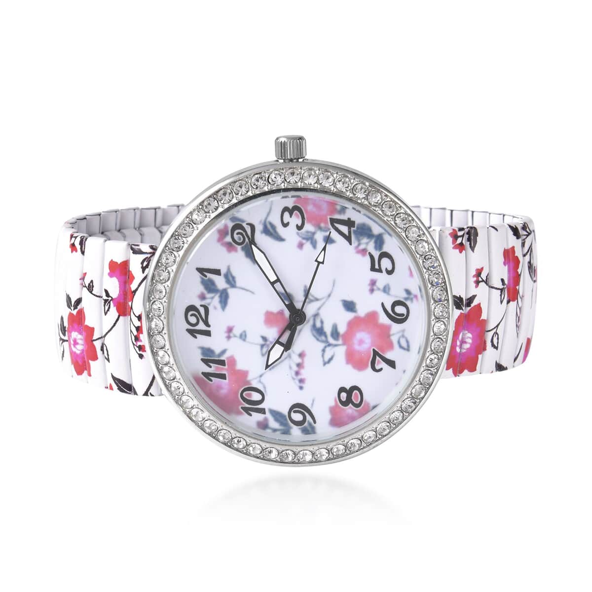 Strada Austrian Crystal Japanese Movement White, Red Flower Watch with Stainless Steel Strap (40mm) , Designer Bracelet Watch , Analog Luxury Wristwatch image number 4