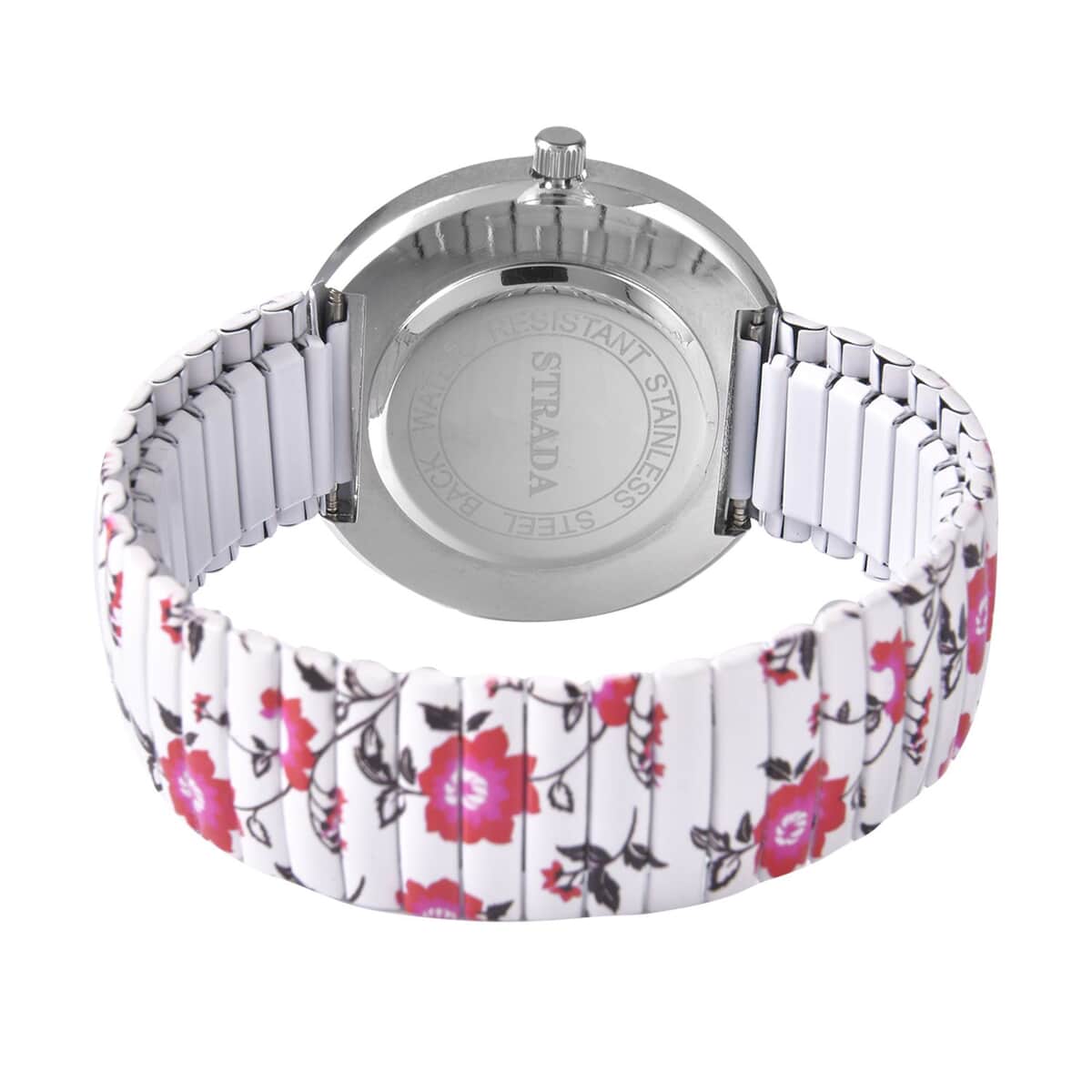 Strada Austrian Crystal Japanese Movement White, Red Flower Watch with Stainless Steel Strap (40mm) , Designer Bracelet Watch , Analog Luxury Wristwatch image number 5