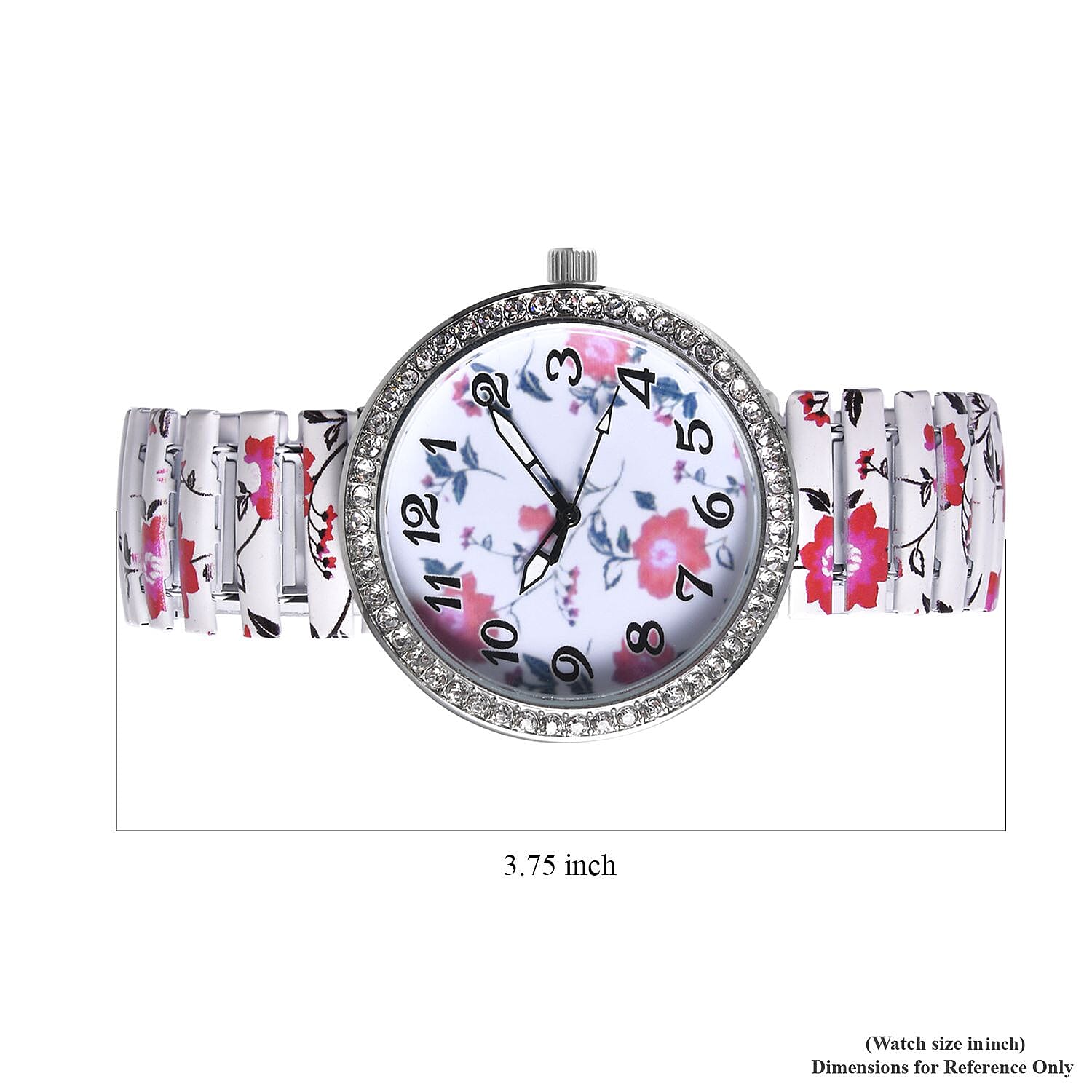 Strada Austrian Crystal Japanese Movement White, Red Flower Watch with Stainless Steel Strap (40mm) , Designer Bracelet Watch , Analog Luxury Wristwatch