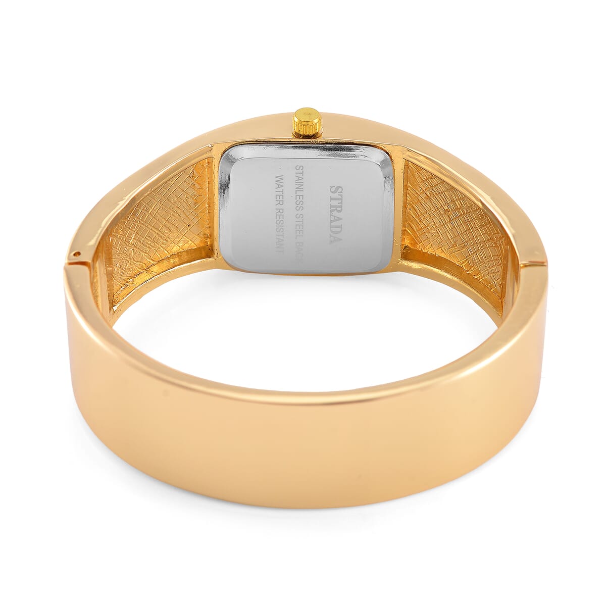 Strada Austrian Crystal Japanese Movement Bangle Watch in Goldtone and Stainless Steel Back image number 6