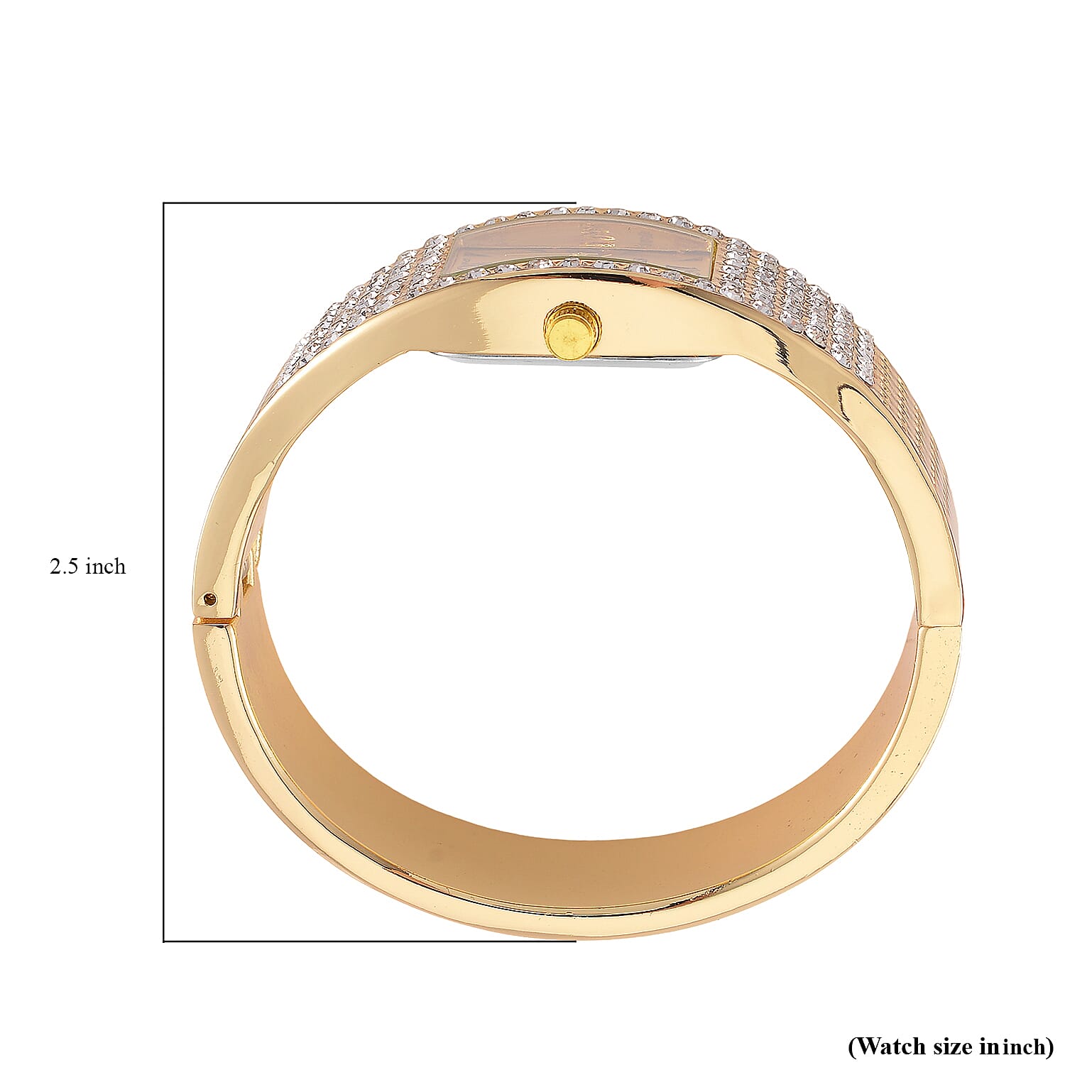Strada Austrian Crystal Japanese Movement Bangle Watch in Goldtone and Stainless Steel Back