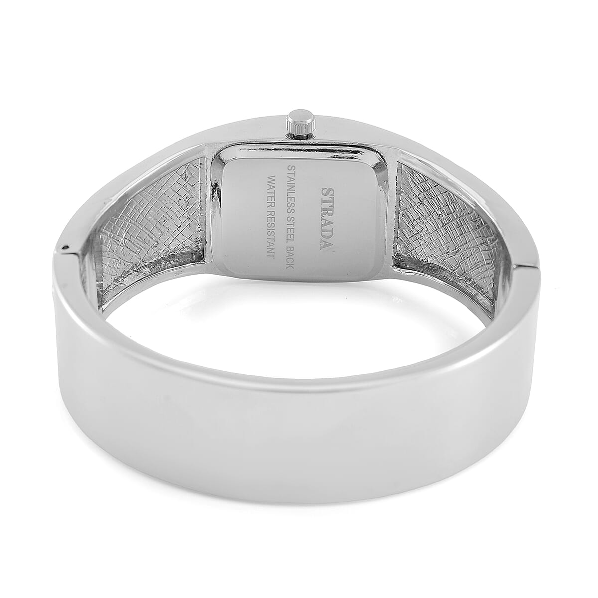 STRADA Austrian Crystal Japanese Movement Bangle Watch in Silvertone and Stainless Steel Back image number 6