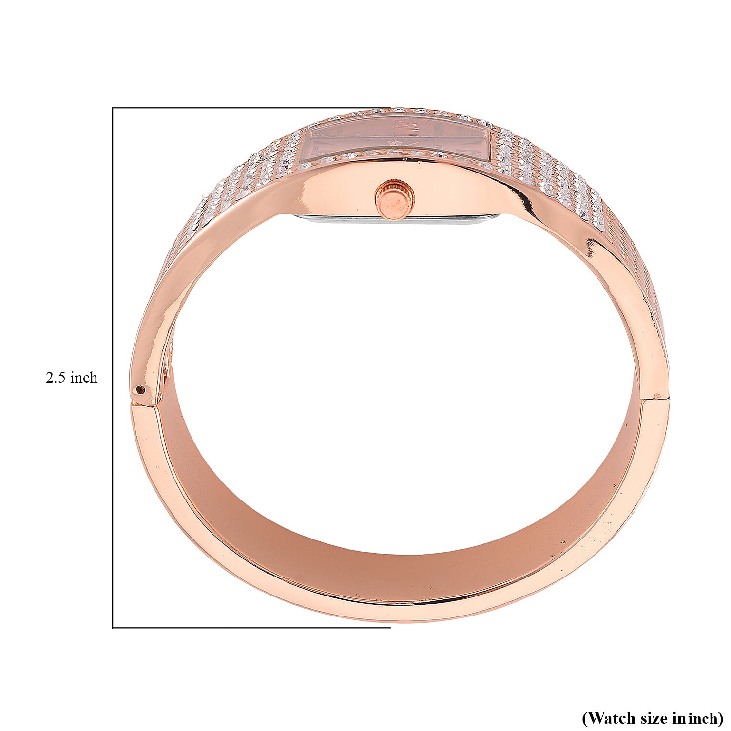 Strada Austrian Crystal Japanese Movement Bangle Watch in Rosetone and Stainless Steel Back