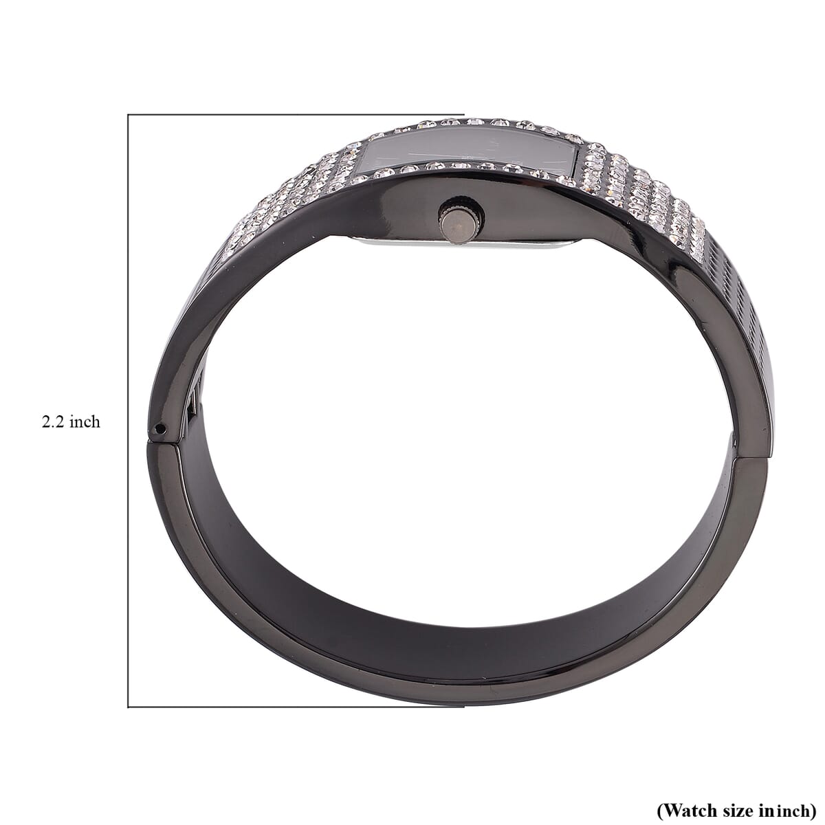 Strada Austrian Crystal Japanese Movement Bangle Watch in Dark Silvertone and Stainless Steel Back image number 7