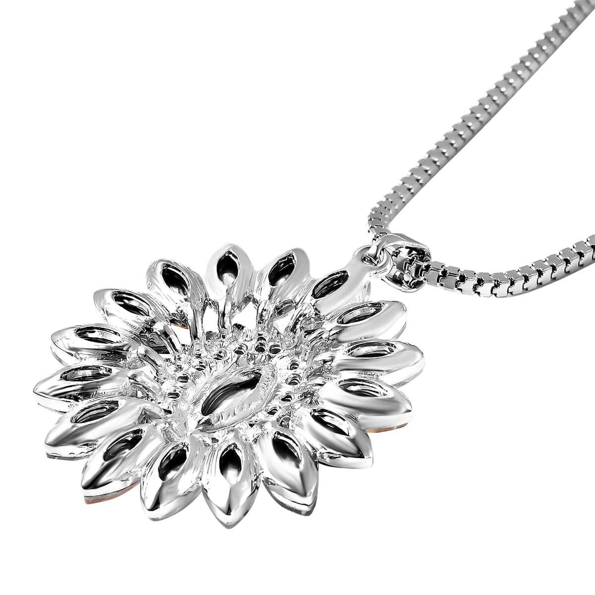 Gray Austrian Crystal and Simulated Multi Gemstone Flower Cluster Pendant Necklace 28 Inch in Silvertone image number 4