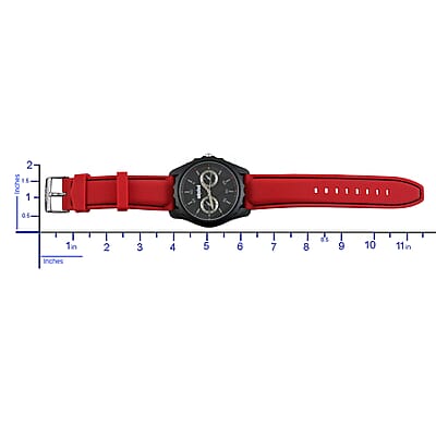 UNLISTED by Kenneth Cole Japanese Movement Men's Watch with Red Silicone Band and Stainless Steel Back