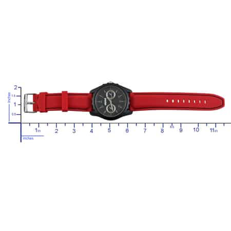 UNLISTED by Kenneth Cole Japanese Movement Men's Watch with Red Silicone Band and Stainless Steel Back image number 4