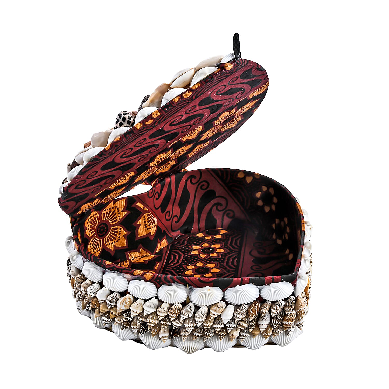 Multi Color Sea Shell Encrusted Heart Shaped Jewelry Box