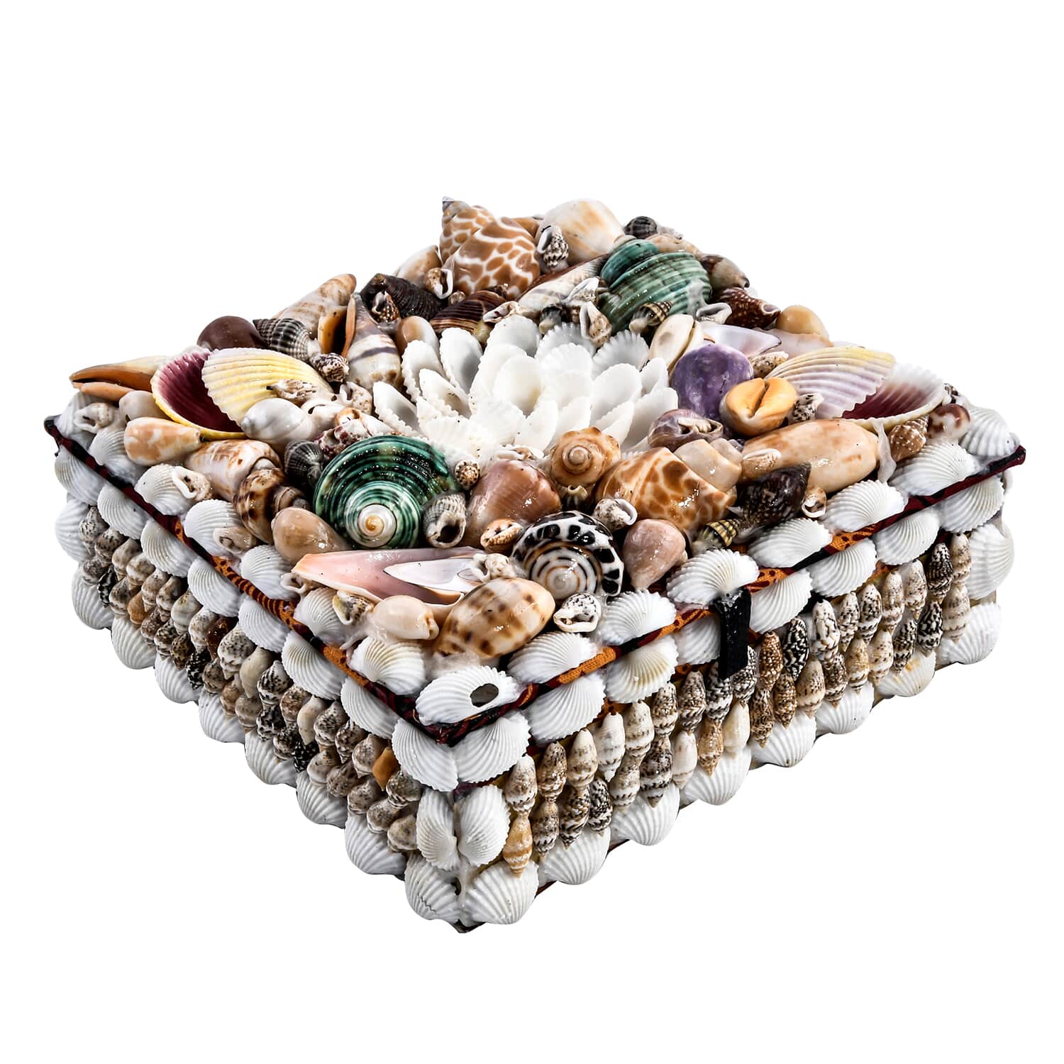 Sea Shell Love Encrusted Treasure Chest Shaped Square Jewelry Organizer newest Box Storage