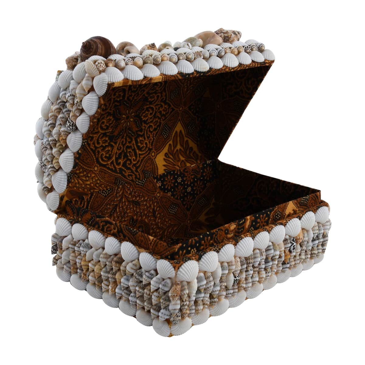 Multi Color Sea Shell Encrusted Treasure Chest Shaped Box image number 5