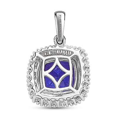 Rhapsody 950 Platinum AAAA Tanzanite and Diamond 2.85 ctw Pendant, Platinum Diamond Pendant, Diamond Halo Pendant, Birthday Gifts For Her