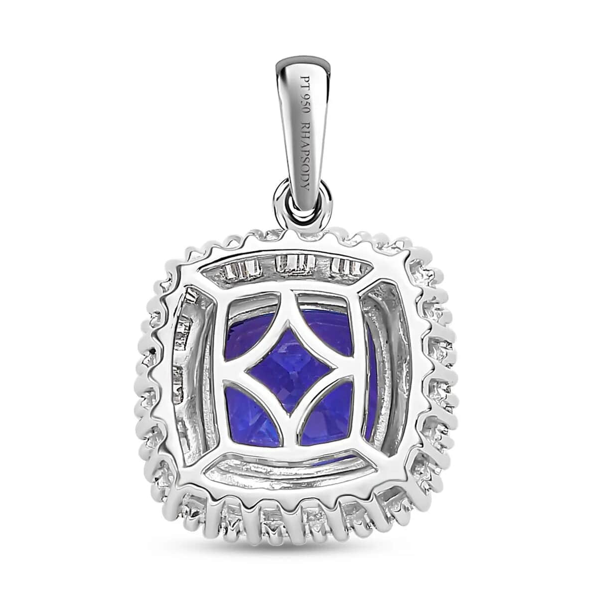 Rhapsody 950 Platinum AAAA Tanzanite Pendant, Platinum Diamond Pendant, Diamond Halo Pendant, Birthday Gifts For Her 2.85 ctw image number 5