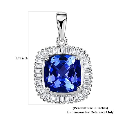 Rhapsody 950 Platinum AAAA Tanzanite and Diamond 2.85 ctw Pendant, Platinum Diamond Pendant, Diamond Halo Pendant, Birthday Gifts For Her