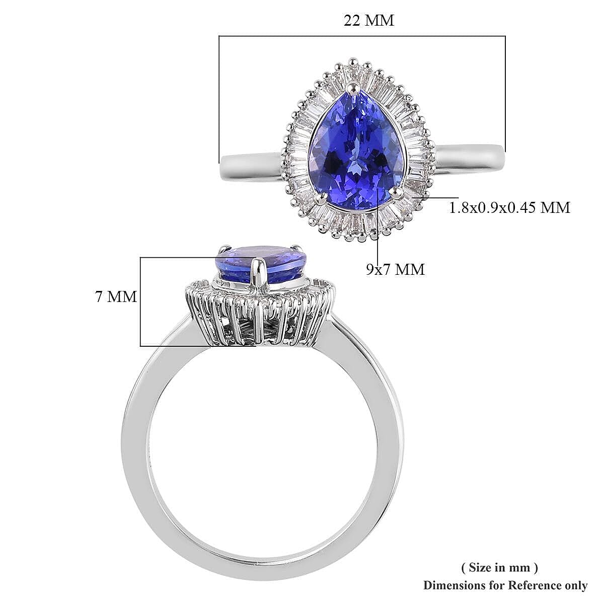 Rhapsody AAAA Tanzanite and Diamond E-F VS2 2.05 ctw Ring in 950 Platinum (Size 6.0) 6.89 Grams