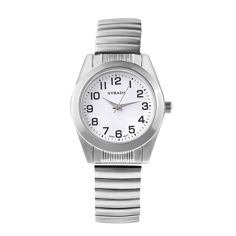 Strada Japanese Movement Water Resistant Stretch Bracelet Watch with Stainless Steel Strap (37.60x32mm) (6.50-7.0 Inches)
