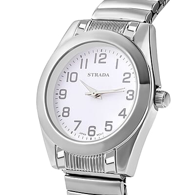 Strada Japanese Movement Water Resistant Stretch Bracelet Watch with Stainless Steel Strap (37.60x32mm) (6.50-7.0 Inches)