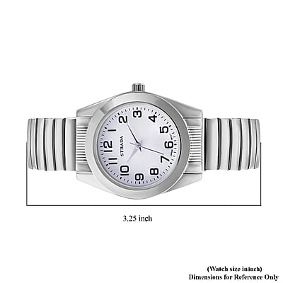 Strada Japanese Movement Water Resistant Stretch Bracelet Watch with Stainless Steel Strap (37.60x32mm) (6.50-7.0 Inches)